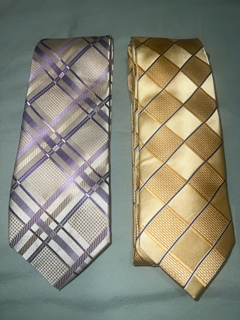 Men's Plaid Satin Tie - Purple and Gold
